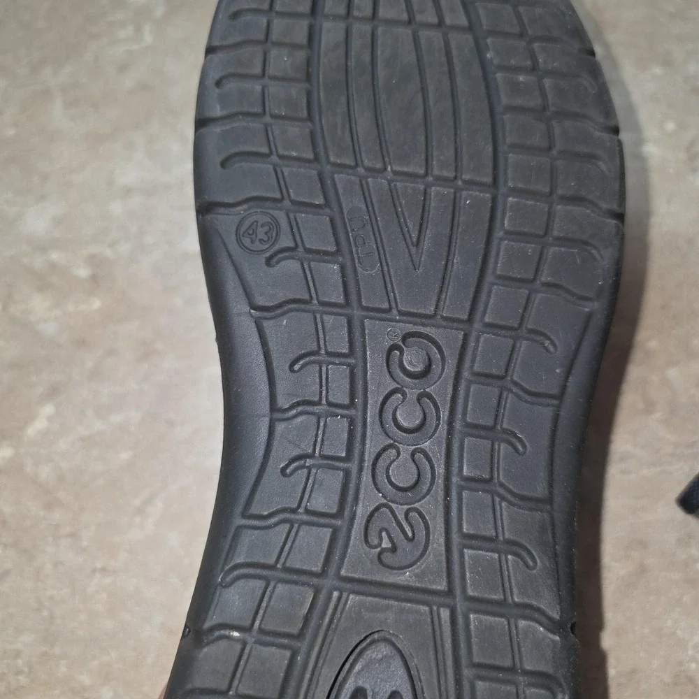 Ecco Shoes Mens Size 9.5 Black Leather Moc Toe Lace Up Casual Comfort Walking